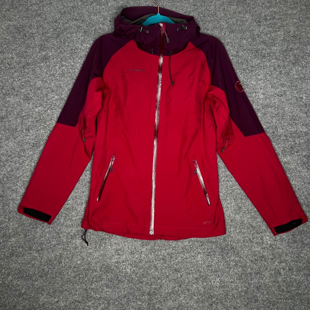 Mammut Gore-Tex Hooded Hardshell Jacket Womens Small Red Burgundy Rain Coat